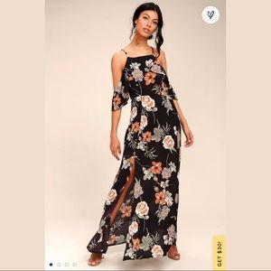 Black Floral Off-The-Shoulder Maxi Dress